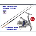 COMBO CAÑA SPIN RX 2,10 + CARRETE JINZA BIOFISH 2000