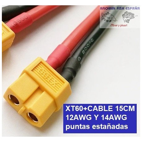 XT60+CABLE 15CM 12AWG puntas estañadas