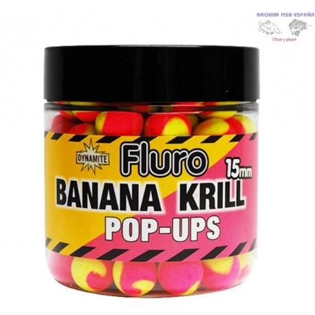 Boilies Dynamite Baits Banana & Krill Fluro pop ups 15mm