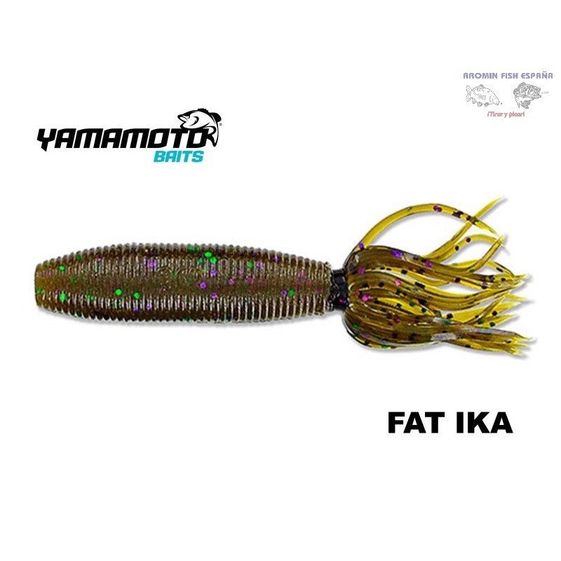GARY YAMAMOTO FAT IKA 4" 301 GREEN PUMPKIN WITH LARGE GREEN AND LARGE PURPLE