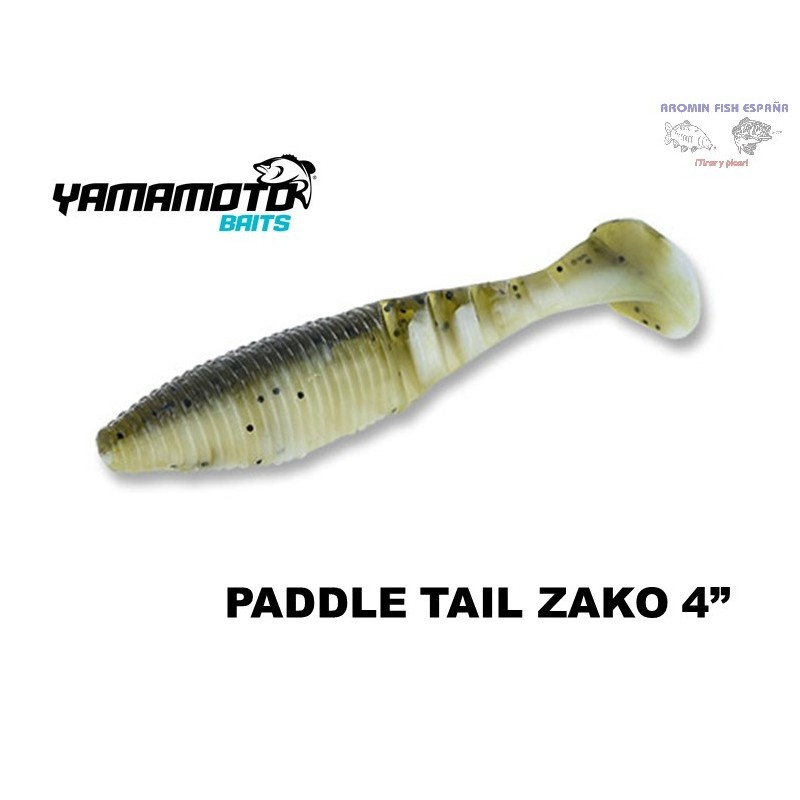 GARY YAMAMOTO PADDLE TAIL ZAKO 4" 981 GREEN PUMPKIN/036 LAMINATE