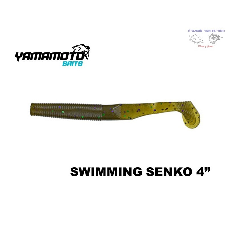 GARY YAMAMOTO SWIMMING SENKO 4"301 GREEN PUMPKIN WITH LARGE GREEN AND LARGE PURPLE