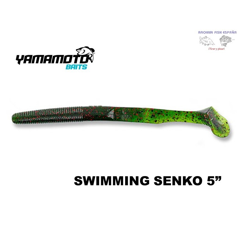 GARY YAMAMOTO SWIMMING SENKO 5" 208 WATERMELON WITH LARGE BLACK AND SMALL RED