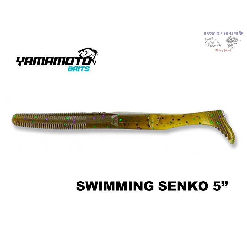 GARY YAMAMOTO SWIMMING SENKO 5"301 GREEN PUMPKIN WITH LARGE GREEN AND LARGE PURPLE