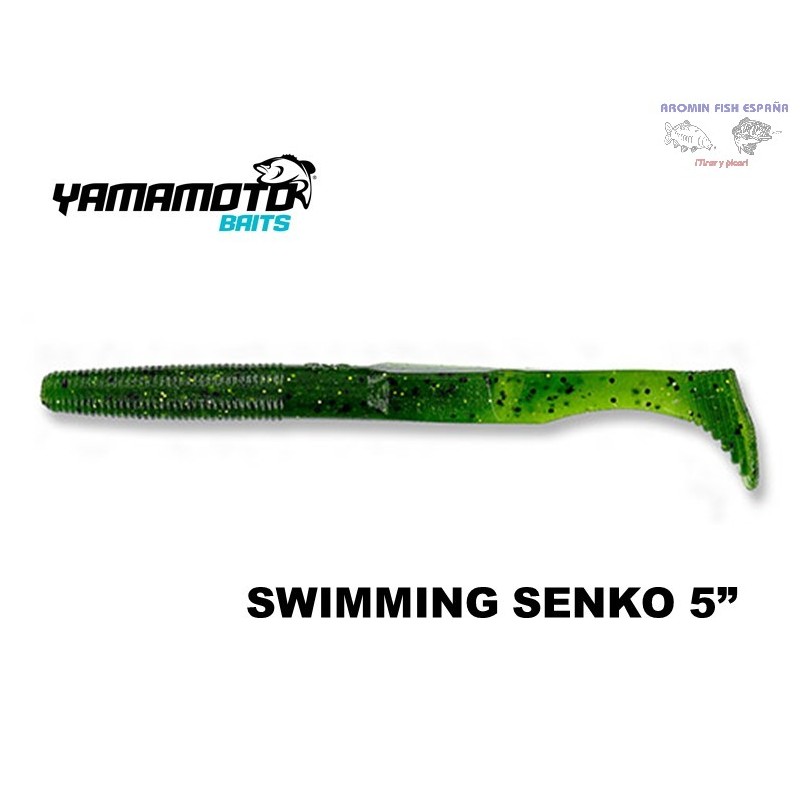 GARY YAMAMOTO SWIMMING SENKO 5" 323 WATERMELON (194J) WITH BLACK AND SMALL GOLD